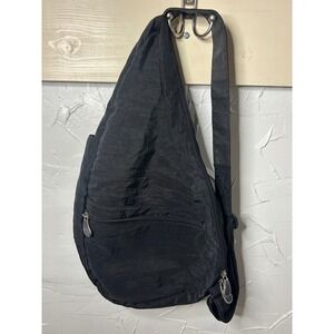 AmeriBag Healthy Back Bag Black Nylon Ergonomic Sling Crossbody Backpack Small